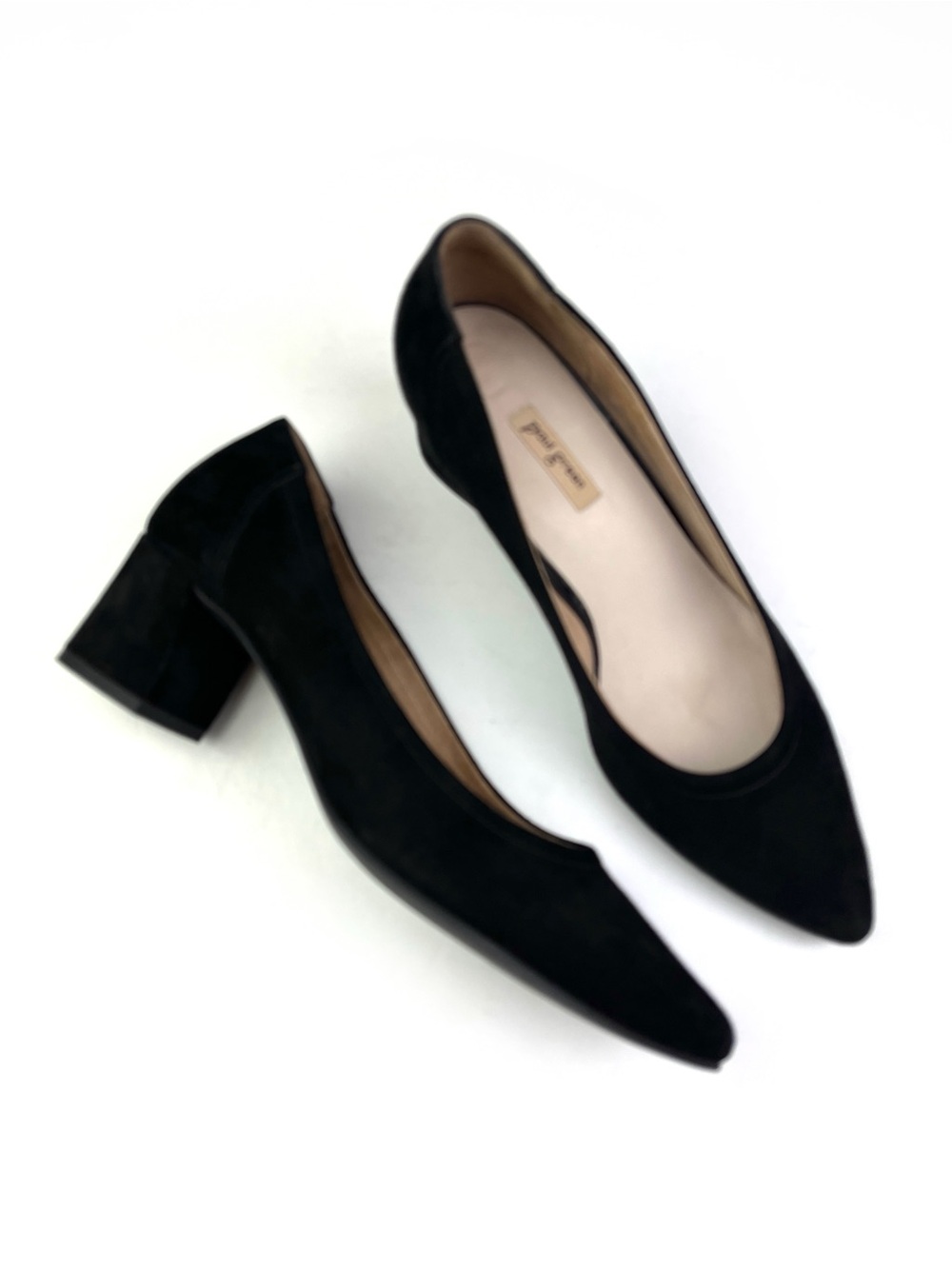 Paul Green Classic Black Suede Block Heel Pointed Toe Tammy Pumps size 8